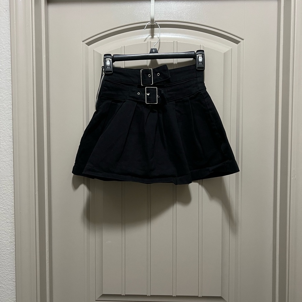 Tractr Black Mini Skirt with Buckle Detail